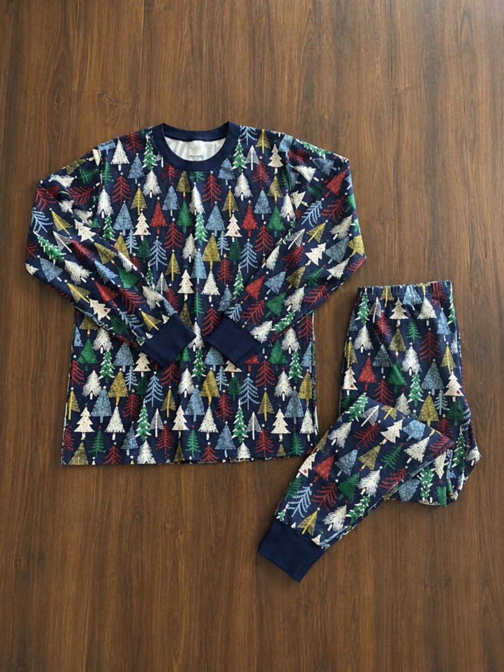 Hanna Andersson Twinkling Trees Pajama Set Women’s Large Holiday Organic Cotton